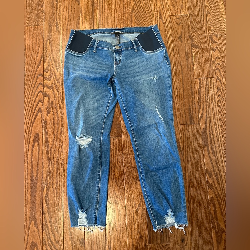 Indigo Blue Maternity Destructed Ankle Jeans